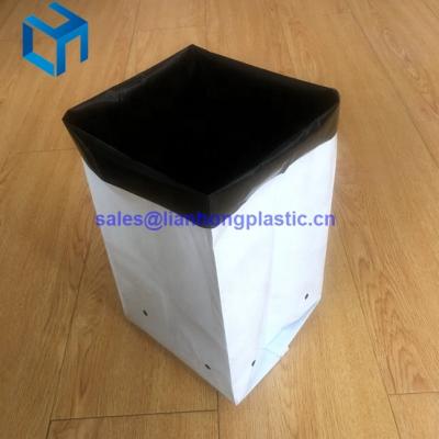 China PE plastic plant pe grow bag with white black color, design as your request for sale