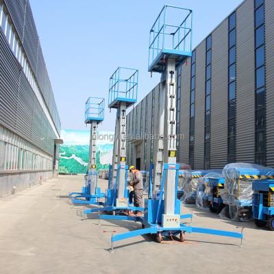 China Garment shops Shandong factory 8-16m double mast aluminum lift / electric manlift hydraulic lift table for sale