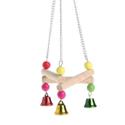 China Hanging Toy Birds Cage Pendant Chew Toy Cage Colorful Parakeet Cockatiel Pet Bird Swing Catch With Bell Chewing Toys BHL1959 for sale