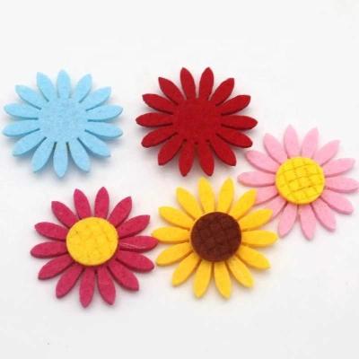 China 4cm Mix Double Faced Sunflower Patches Self-adhesive Flower Felt Cloth Pad DIY Fabric Pads for Scrapbooking Wedding Decors Clothing Accessories for sale