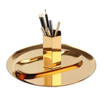 China Gold Hexagonal Nordic Simple Vase Style Holder Pen Shape Pen Tube Diamond Makeup Brush Hex Memory Tube for sale