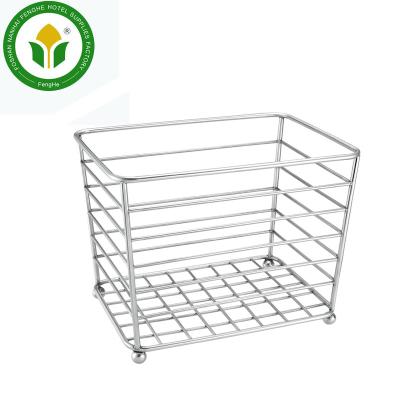 China Sustainable Hotel Room Supplies White Metal Cube Towel Storage Basket for sale