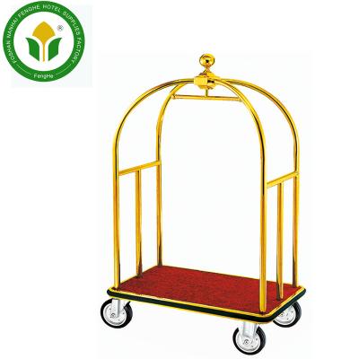 China Modern Hotel Gold Four Wheel Crown Head Hotel Luggage Trolley for sale