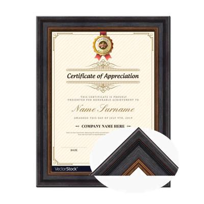 China Custom Vintage Size Dark Wood Color Plastic A4 Patent Document Certificate Frame for sale