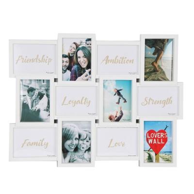 China New Design BOICHEN Eco-friendly Durable Pure White Plastic 3D Collage Stands Multiple 12pcs 5x7 Pictures Wall Mounted Picture Frame Group for sale