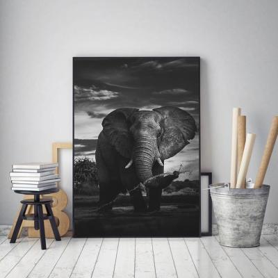 China Eco-friendly Material Black Leopard Picture Animal Stretched Canvas Art For Bedroom Decoration for sale