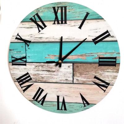 China Wholesale Europe Vintage Wooden Round Wall Clock MDF Board Customized Size For Garden Home Decoration for sale