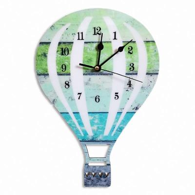 China Wooden factory direct home decoration materials environmental hot air balloon wall clocks special shaped customization for sale