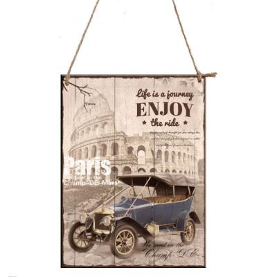 China Europe Retro Acrylic Wood Bar Restaurant Hanging Panel Two Layers MDF Medium Fiber Wood Pendant for sale