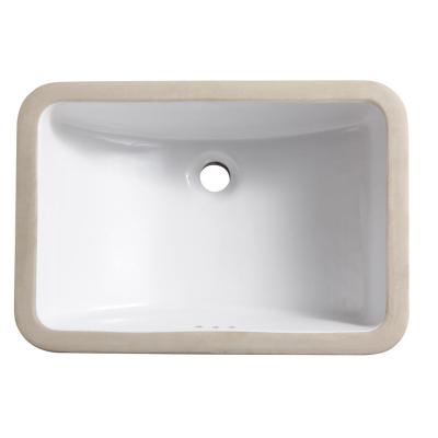 China HJC Traditional American Standard Bathroom Ceramic Sanitary Ware Under Counter Drop Down White Rectangular Wash Basin for sale