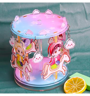 China Acrylic New Year Christmas Day Gift Custom Your Own Design Acrylic Key Chain Carousel Table Decorations for sale