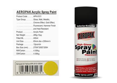 Chine Peinture de jet acrylique jaune de la couleur 400ml d'art d'AEROPAK pour le bois avec le certificat de MSDS à vendre