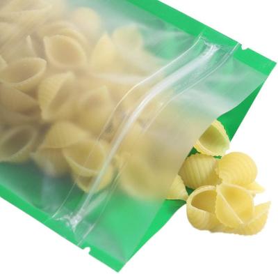 China Barrier Plastic Holder Seal Zipper Holder Heat Sealed Macaroni Pasta Noodles Green Metallic Foil Mylar Zipper Lock Up Pouch for sale