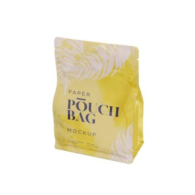 China Bottom Barrier Digital Printing Flat Bottom Kraft Paper Aluminum Foil Square Pouches Dog Treats Pouch Coffee Packaging Tea Bags for sale