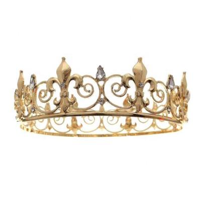 China European and American classic ALLOY classic full hair accessories king gold diamond alloy crown men and women party ball baroque round headw for sale