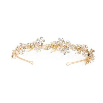 China ALLOY Hair Accessories Jewelry Bridal Headband Earring Wedding Hair Clip Gold Foil Crystal Freshwater Pearl For Women Gift Party Stone for sale