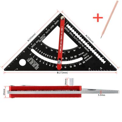 China Triangle Ruler Aluminum Alloy Protractor Metric Multi-Angle Setting Line Ruler Measuring Marker Woodworking Tool for sale