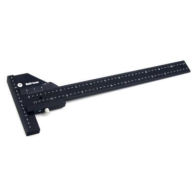 China Multifunctional Measuring Scribe 300mm Sliding Multi Aluminum Alloy T Square Ruler Woodworking Scribe Depth Measuring Scribe for sale