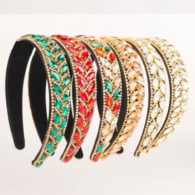 China Party Decoration Fashion Wholesale Hot Sale Luxury Rhinestone Crystal Hair Band Bling Baroque Headband For Women for sale