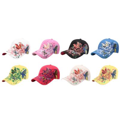 China Wholesale Custom COMMON Logo Single Color Butterfly Embroidery Pattern Baseball Cap Hat for sale