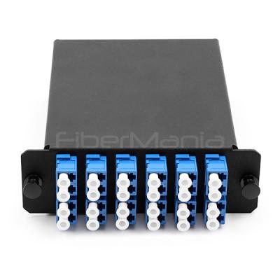 China 24 Fiber MPO Male To LC Duplex Single Mode OS2 High Density Module 12 Ports Fully Loaded for sale