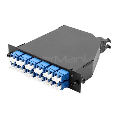 China MPO To LC Cassette Duplex Flangeless Single Mode MPO Fiber Cassette 12 Ports Fully Loaded for sale