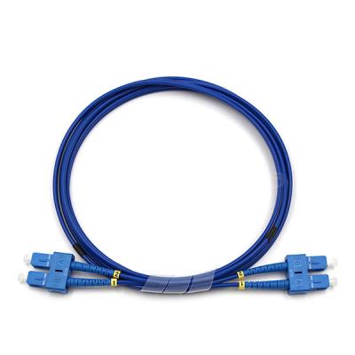 China Duplex Single Mode 9/125 Fiber Optic Cable OS2 LSZH Blue Armored Patch Cable for sale