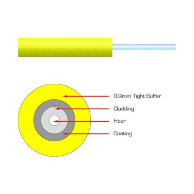 China Indoor Optical Fiber Cables Yellow 0.9mm Simplex OS2 Single Mode PVC Tight Buffer for sale