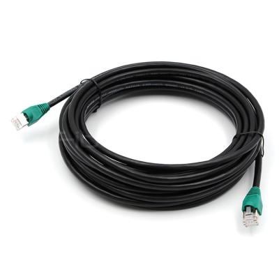 China Shielded CAT.7 SFTP Patch Cable 26AWG Black Jacket W/Green Boot T568B for sale