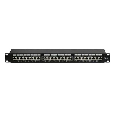 China 19 Zoll 1U CAT.5E FTP Patch Panel, 24 Ports, doppelte IDC, schwarze Farbe zu verkaufen