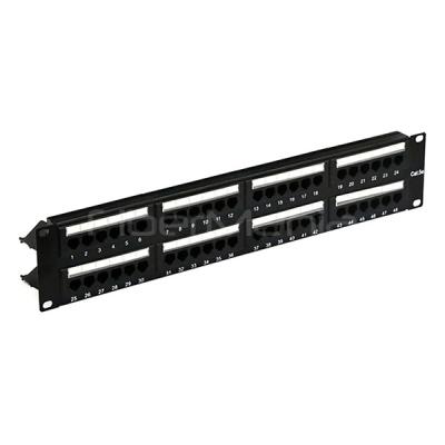 China 19'' 2U CAT.5E UTP Unshielded 48 Port Copper Patch Panel With Label Mark, Dual IDC, Black à venda