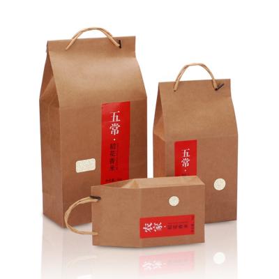 China Recyclable Chinese Wholesale Rice Paper Package Bags Rice Products Packaging Paper Bag for sale