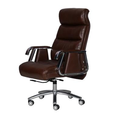 China New Style Executive Luxury Metal Frame Adjustable High Back Brown Leather PU Swivel Office Chair for sale