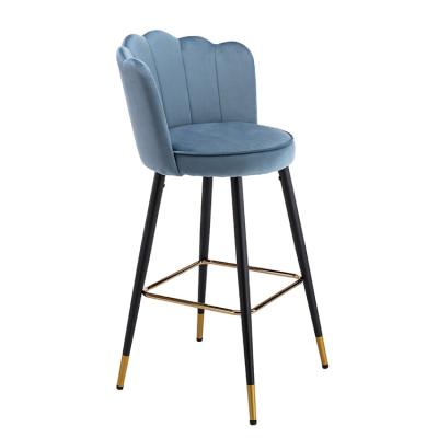 China Modern High Quality Tube Legs Metal Bar Stool Colorful Fabric Bar Chair High With Footrest for sale