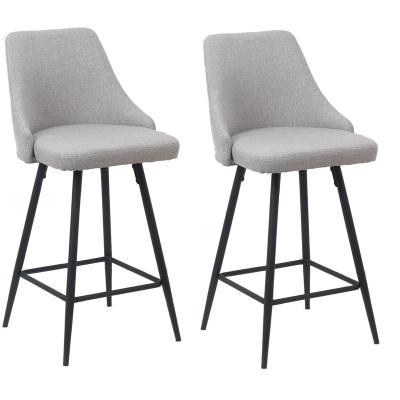 China Modern High Quality Metal Bar Stool Tube High Legs Gray Fabric Bar Chair With Footstool for sale