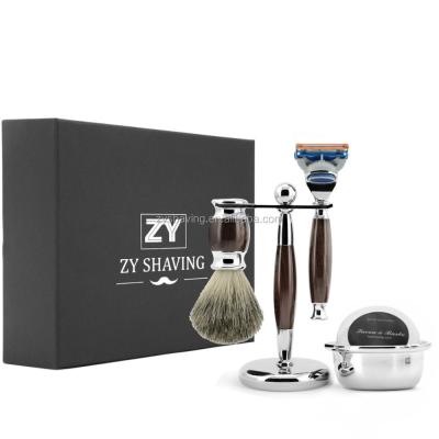 China 3 Layers ZY Blade ZY Men Tool Kit Similary Razor Brush Holder Ideal Luxury Shaving Wood Present for sale