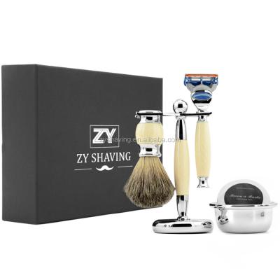 China 5 Layers ZY Blade Gift Shaving Stand Luxury Similar Ivory Soap Brush Set Razor Ideal Present for sale