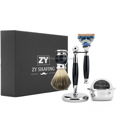 China 5 Layer Blades Men Tool Kit Ideal Luxury Shaving Cup Soap Cup Soap Razor Brush Holder Blades ZY for sale