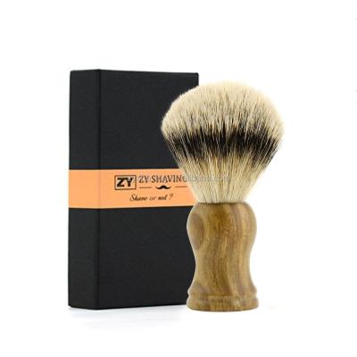 China ZY Shaving Brush Mens Sandalwood Handle SILVERTIP Luxury Badger Hair Shaving Brush With Gift Box for sale