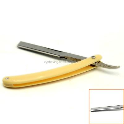 China Pro Barber Salon Stylish Shaving Straight Single Blade Razor Yellow Handle Folding Knife ZY NEW for sale