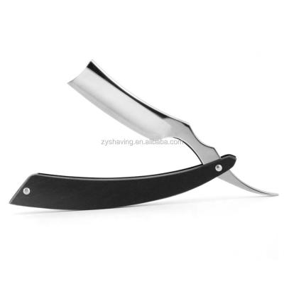 China Single Knife Barber Shop OEM Logo Barber Straight Shaving Razor Cut Blade Black Throat Salon Knife ZY for sale