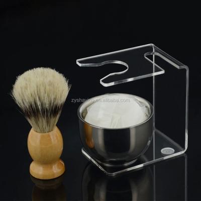 China ZY Acrylic Men Straighten Hair Shaving Brush Bowl Holder Soap Wet Shaving Set for sale