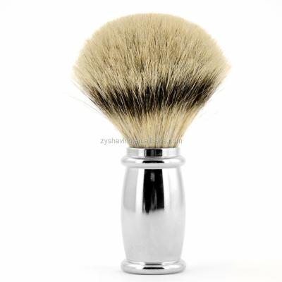 China ZY Pure Shaving Brush Badger Hair Alloy Handle Beard Barber Shaving Brush for sale