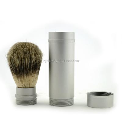 China Travel Pure Portable Aluminum Metal Long Hair Shaving Brush ZY Men's Badger Best Handle Shaving Brush for sale