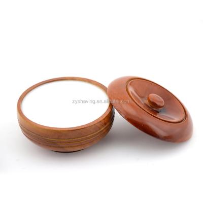 China 100% ZY Natural Wooden Bowl Cup Milk Soap Wooden Shaving Cup With Lid High Grade Mens Shaving Wet Beard for sale