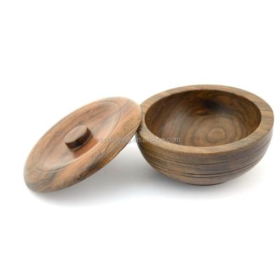 China Hot Sale African East Wood ZY Amazone Barber Shaving Wooden Soap Bowl With Lid for sale