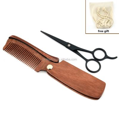 China Hot Selling Men's Beard Scissors ZY Amazone Beard Mustache With Wooden Folding Comb for sale