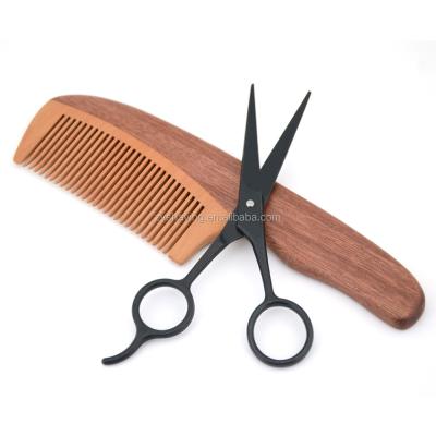 China ZY Wooden Engrave Logo Amazon Hot Sale Men's Beard Scissors With Wooden Folding Comb for sale