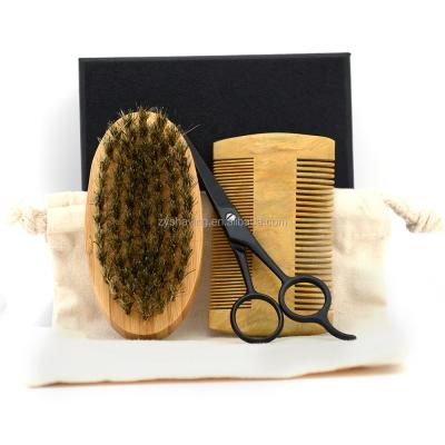 China Hot Sale Private Label Beard Mustache ZY Amazone Beard Brush and Comb Grooming Kit for sale