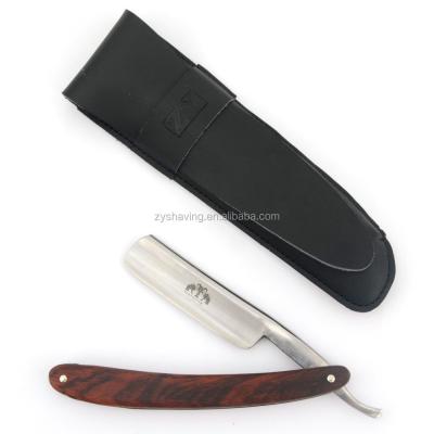 China Single Blade Grandslam Wooden Handle CUTTING THROAT Shave Straight Shave Razor Ready With Free Case for sale